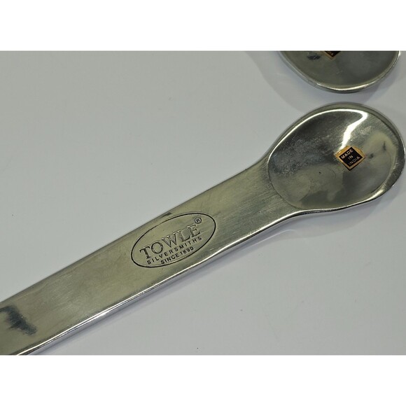 Towle Mother of Pearl Inlay Large Serving Spoon Salad Set 2 Utensils 11" EUC - Picture 6 of 6